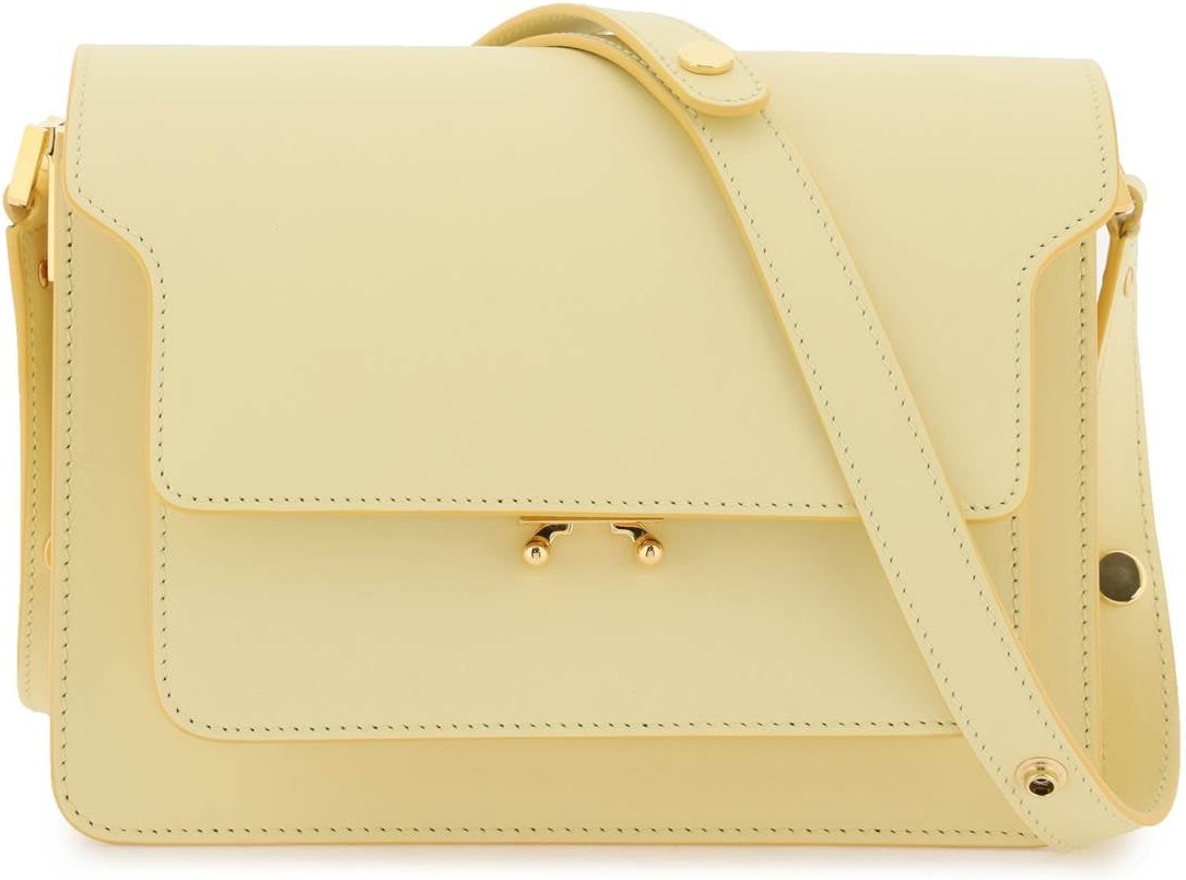 Marni Trunk Leather Shoulder Bag Yellow