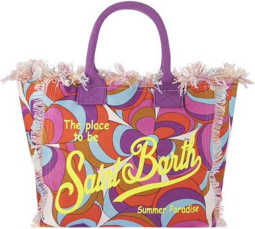 MC2 Saint Barth Vanity Canvas Shoulder Bag With Saint Barth Logo
