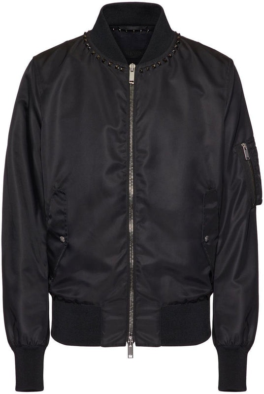 Nylon Bomber Jacket With Toile Iconographe Print for Man in Black