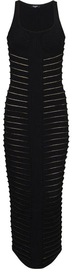 Black BALMAIN CUT-OUT DETAIL KNITTED LONG DRESS